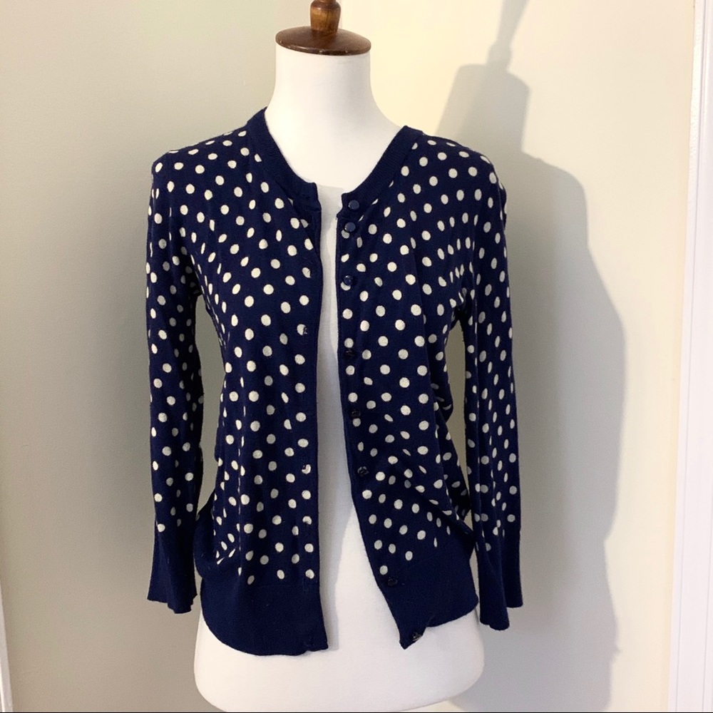 Navy and Cream Polka Dot Cardigan